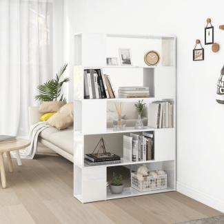 vidaXL Bücherregal Raumteiler Hochglanz-Weiß Holzwerkstoff