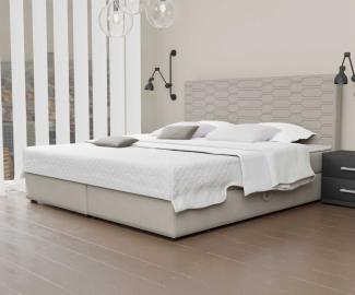 Boxspringbett Schlafzimmerbett OMERO 120x200cm Stoff Creme inkl. Bettkasten