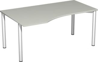 PC-Schreibtisch '4 Fuß Flex' links, 160x100cm, Lichtgrau / Silber