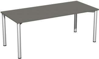 Schreibtisch '4 Fuß Flex', feste Höhe 180x80cm, Graphit / Silber