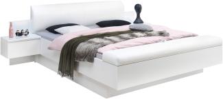 BONN weiß Lack Bett Doppelbett Ehebett Bettanlage inkl. 2 Nachtkommode ca. 180 x 200 cm Liegefläche inkl. Fussbank mit Klappe und Stauraum