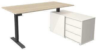 Kerkmann Schreibtisch Sitz- /Stehtisch Move 1 anthrazit mit Sideboard ahorn