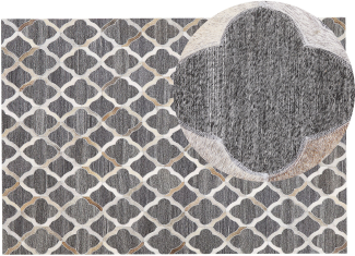 Teppich Kuhfell grau / beige 140 x 200 cm Patchwork Kurzflor ROLUNAY