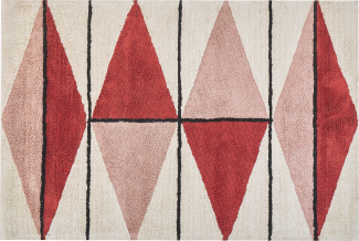 Teppich Baumwolle 140 x 200 cm mehrfarbig geometrisches Muster Kurzflor PURNIA