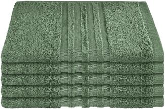 Schiesser Frottier Gästetücher Milano im 5er Set aus Flauschiger, hautfreundlicher Baumwolle, Made IN Green, Farbe:Dunkelgrün, Größe:30 x 50 cm