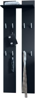 Vladon Wandpaneel 170, Garderobenpaneel bestehend aus 2 Paneelen und 1 Ablagefläche, Schwarz matt (58 x 170 x 21 cm)