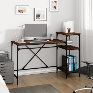 vidaXL Schreibtisch mit Regal Braun Eichen-Optik 135x50x90 cm