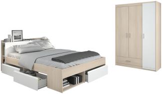 Jugendzimmer Most 71 Parisot 2-tlg Funktionsbett 140×200 cm + 3 Bettkästen + Kopfteil-Regal + Kleiderschrank