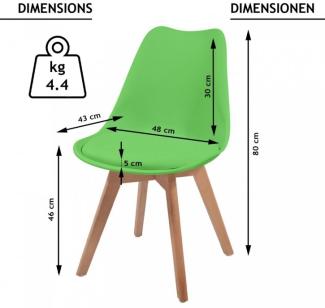 MIADOMODO® 2er-Set Esszimmerstühle mit Sitzkissen, Kunststoff & Massivholz grün