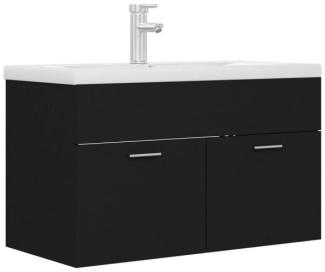 Waschbeckenunterschrank mit Einbaubecken Schwarz Spanplatte [3071280]