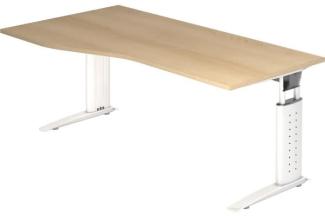 Schreibtisch US18 180x100 / 80cm Eiche Gestellfarbe: Weiß