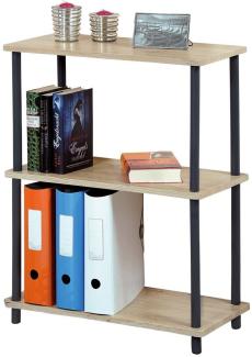 Bücherregal aus Holz auf Metallrahmen, Universal-Bücherregal für Wohnzimmer oder Wohnzimmer