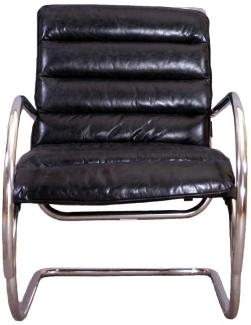 Freischwinger-Sessel Brisbane Vintage-Leder Stahlrohr "Belon-Black"