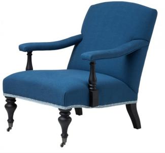 Luxus Barock Salon Sessel Blau/Schwarz aus der Luxus Kollektion von Casa Padrino - Hotel Cafe Restaurant Möbel Einrichtung