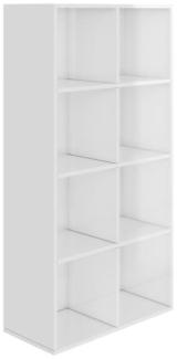 vidaXL Bücherregal/Sideboard Hochglanz-Weiß 66×30×130 cm Spanplatte