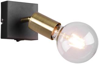 LED Wandstrahler Messing/Schwarz dimmbar, 1 flammiger Spot mit Schalter