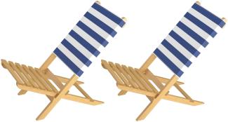 Erst-Holz V-10-351 2 Stühle mit Tasche, Buche, blau/weiß