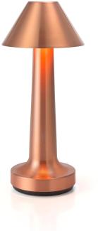 NEOZ kabellose Akku-Tischleuchte COOEE 3c Uno LED-Lampe dimmbar 1 Watt 22x9,5 cm Kupfer lackiert (mit gebürsteter Veredelung)