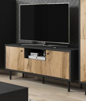 TV-Lowboard Konya in Eiche und schwarz 140 x 65 cm