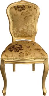 Casa Padrino Barock Luxus Esszimmer Stuhl Louis Gold Bouquet Muster / Gold - Barock Möbel