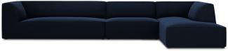Micadoni 5-Sitzer Samtstoff Modular Ecke rechts Sofa Ruby | Bezug Royal Blue | Beinfarbe Black Plastic