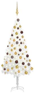 vidaXL Künstlicher Weihnachtsbaum mit LEDs & Kugeln Weiß 120 cm, Mit Beleuchtung [3077546]