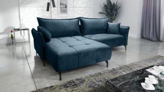 Ecksofa Schlafsofa Sofa VICTORIA Stoff Element Dunkelblau Ottomane Links