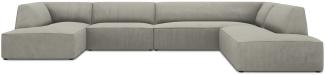 Micadoni 7-Sitzer Panorama Ecke rechts Sofa Ruby | Bezug Light Grey | Beinfarbe Black Plastic