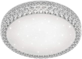 Dimmbare LED Deckenlampe PEGASUS Fernbedienung Ø60cm H. 11cm Weiß Kristall-Optik