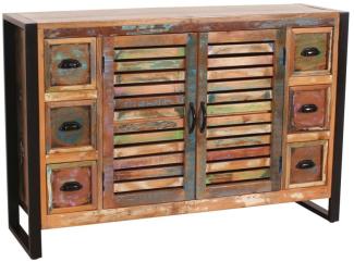 FIUME Sideboard Recyceltes Altholz Metall Bunt