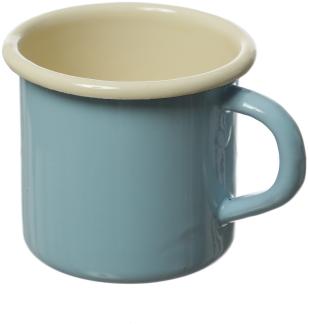 Krüger Becher - Blechbecher emailliert - D: 8cm - 0,35L - pastellblau, creme - 2 Stück