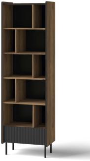 Bücherregal Regal Pereto 59x40x190cm Warmia Nussbaum schwarz matt
