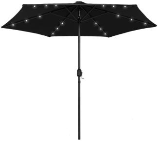 Sonnenschirm mit LED-Leuchten & Aluminium-Mast 270 cm Schwarz