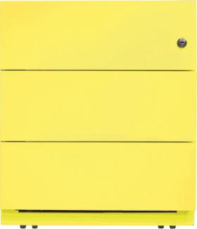 Rollcontainer Note™ mit Griffleiste, 3 Universalschubladen, Farbe zinkgelb