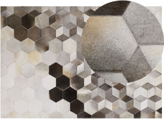 Teppich Kuhfell grau weiß 160 x 230 cm geometrisches Muster Kurzflor SASON