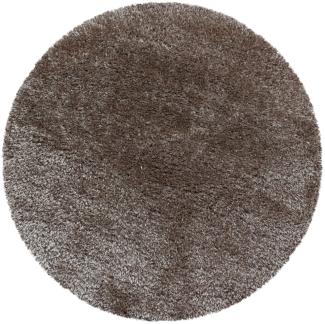 Hochflor Teppich Baquoa rund - 80 cm Durchmesser - Taupe