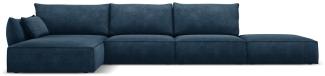 Micadoni 5-Sitzer Ecke links Sofa Kaelle | Bezug Royal Blue | Beinfarbe Black Plastic