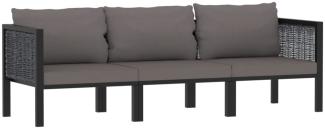 3-Sitzer-Sofa mit Auflage Anthrazit Poly Rattan