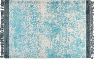 Teppich Viskose hellblau beige 160 x 230 cm cm orientalisches Muster Kurzflor AKARSU