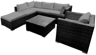 BRAST Gartenmöbel Lounge Sofa Couch Set Cosy Schwarz Poly-Rattan für 5 Personen