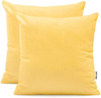DecoKing 2 Kissenbezüge 80x80 cm Jersey Baumwolle Reißverschluss gelb Amber