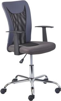 Bürosessel mit Armlehnen, höhenverstellbar, grau und schwarz, 55x54,5x85-95 cm