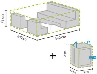 Schutzhülle Abdeckung L 300x200cm für Garten Lounge Set + Hülle für 6-8 Kissen