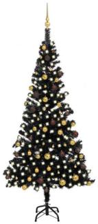 Künstlicher Weihnachtsbaum mit LEDs & Schmuck Schwarz 210cm PVC