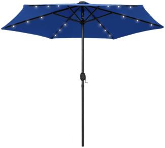 vidaXL Sonnenschirm mit LED-Leuchten & Aluminium-Mast 270 cm Azurblau