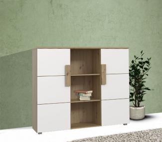 Kommode Sideboard Anrichte 134cm Eiche Artisan / weiß