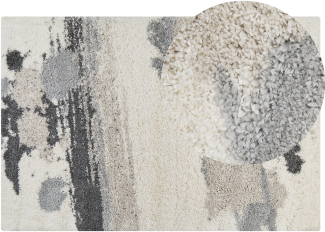 Teppich weiß grau 200 x 300 cm Shaggy Langflor GORIS