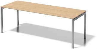 Cito Schreibtisch, 740 mm höhenfixes U-Gestell, H 19 x B 2200 x T 800 mm, Dekor ahorn, Gestell silber