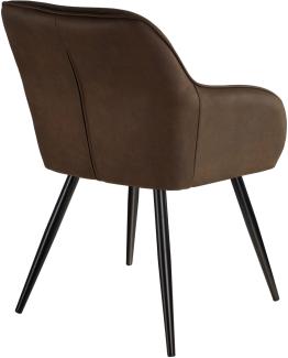 6er Set Stuhl Marilyn Stoff, schwarze Stuhlbeine - dunkelbraun/schwarz