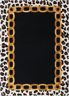 Casa Padrino Luxus Teppich mit Leoparden Design Mehrfarbig 160 x 230 cm - Rechteckiger Wohnzimmer Teppich - Handgetufteter Schlafzimmer Teppich - Luxus Interior - Luxus Qualität